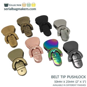 Belt tip push lock, bag lock, wallet lock, Serial Bagmakers hardware