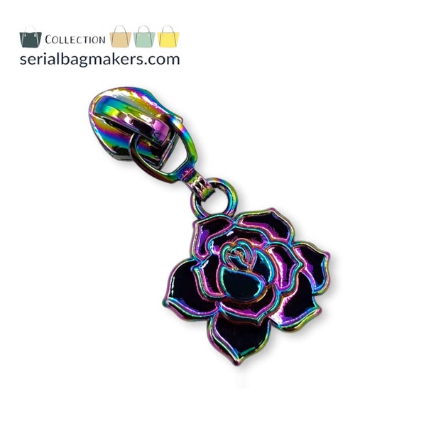 Rose flower zipper pull, handbag zipper pull