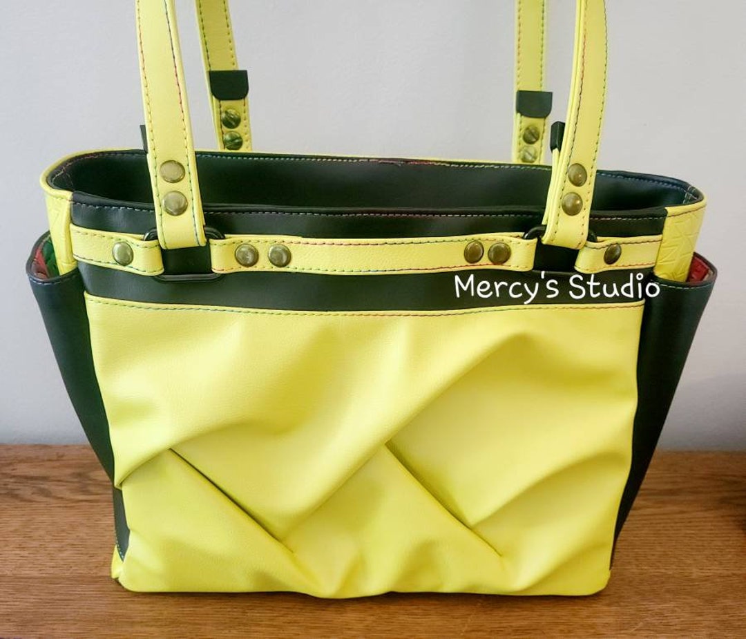 Chartreuse Handbag, Chartreuse Business Bag, Chartreuse Tote, Melona