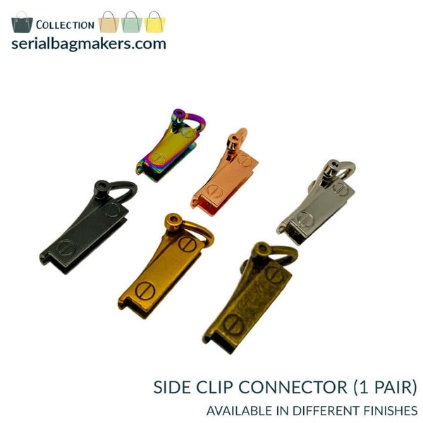 Side Clips (1pair), Gusset clips, chain strap connector, strap connector, handbag hardware, purse hardware, serial bagmakers