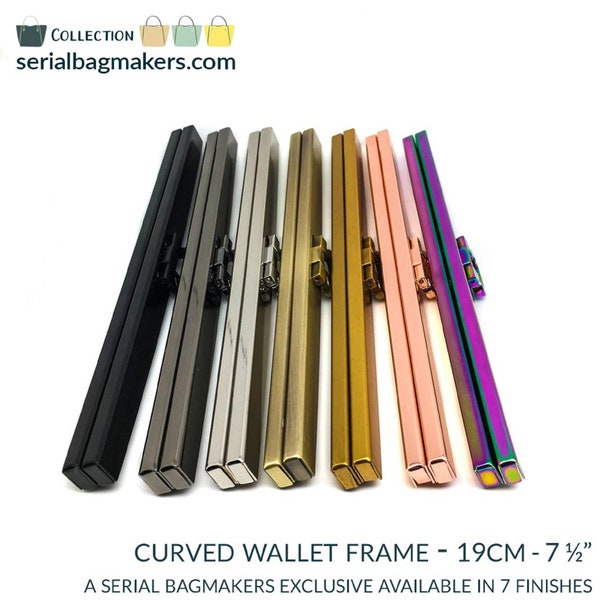 Curved Wallet Frame 7 1/2" (19cm), wallet frames, handbag hardware, purse hardware, serial bagmakers