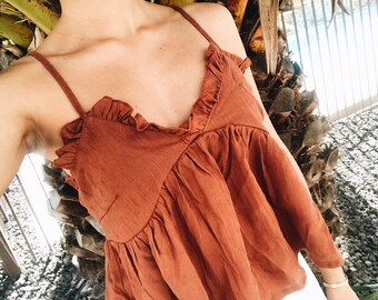 Summer | Fiona Ruffle Cropped Tank Top
