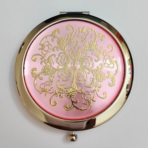 Flower Pattern Compact Mirror: Perfect Present for Bridesmaid’s, Birthday’s, Valentine's, Mother's Day with Organza Gift Bag