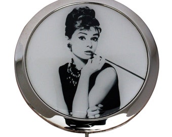 Audrey Hepburn Compact Mirror: Perfect Present for Bridesmaid’s, Birthday’s, Valentine's, Mother's Day with Organza Gift Bag