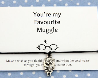 Harry Potter 'Muggle Birthday' Friendship Wish Bracelet Hedwig Owl Charm! 