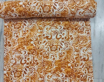 New Paisley print kantha quilt, Indian handmade Kantha Bedcover, Bohemian Cotton kantha throw, Kantha Blanket, Orange Bedspread
