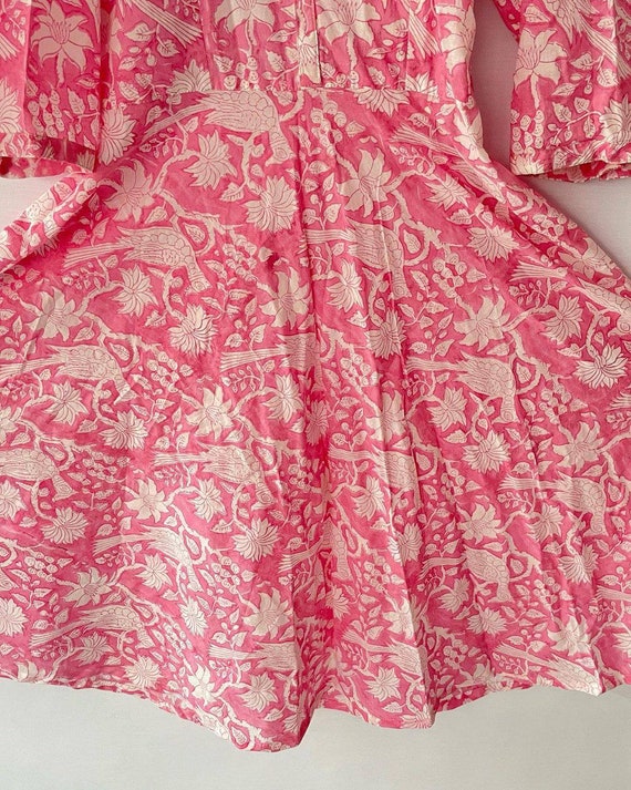 Pink Bird Print Dress Cotton Dresses for Women Summer Dress for Woman Floral Dress Casual Ruffle Hem Beach Dress Gift for Girlfriend Etsy UK