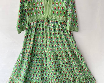 Bohemian Floral Green Print Dress Cocktail Party Dresses, Boho Dresses for Women Summer Dress for women Event dress Long dress Multiple size