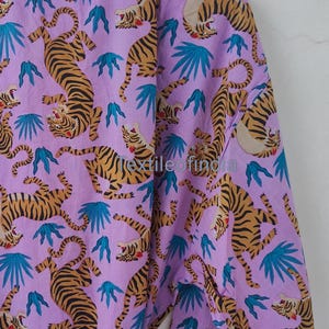 Tiger print bath robe, Animal print bath robe, cotton kimono night wear dress, beach robe block print robe, free size kimono robe Unisex