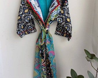 New Patchwork Quilted kimono, Winter wear robe japanese kimono maternity kimono, boho robe Cotton Kimono robe, Beachwear gown, Gift for her