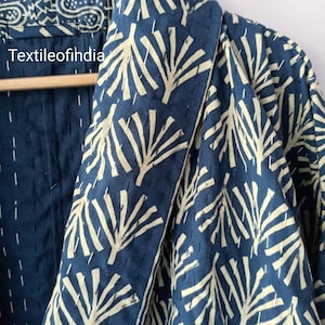 High Neck Indian Kimono, New Style Kimono Cardigan Robe, Winter Kimono, Quilted Heavy kimono, Night gown, Bridesmaid Robe, Long Kimono Robe
