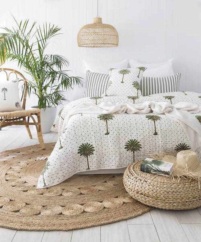 Palm tree kantha quilt deals