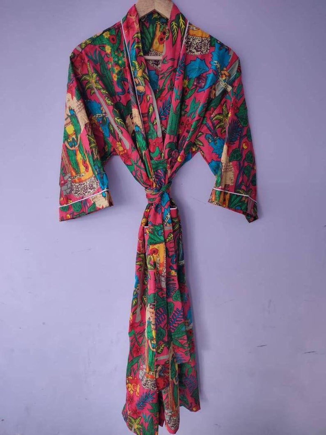 Linen Frida Kahlo Kimono Robe Organic Night Dress Kimono - Etsy