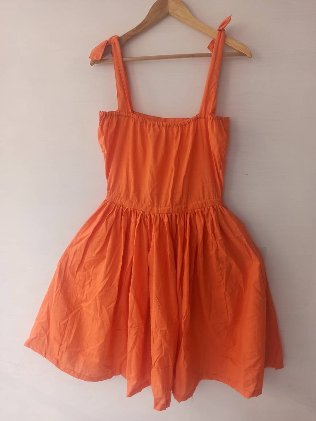 Tiestrap Linen Dress Offon Summer Dress Orange Women's Etsy