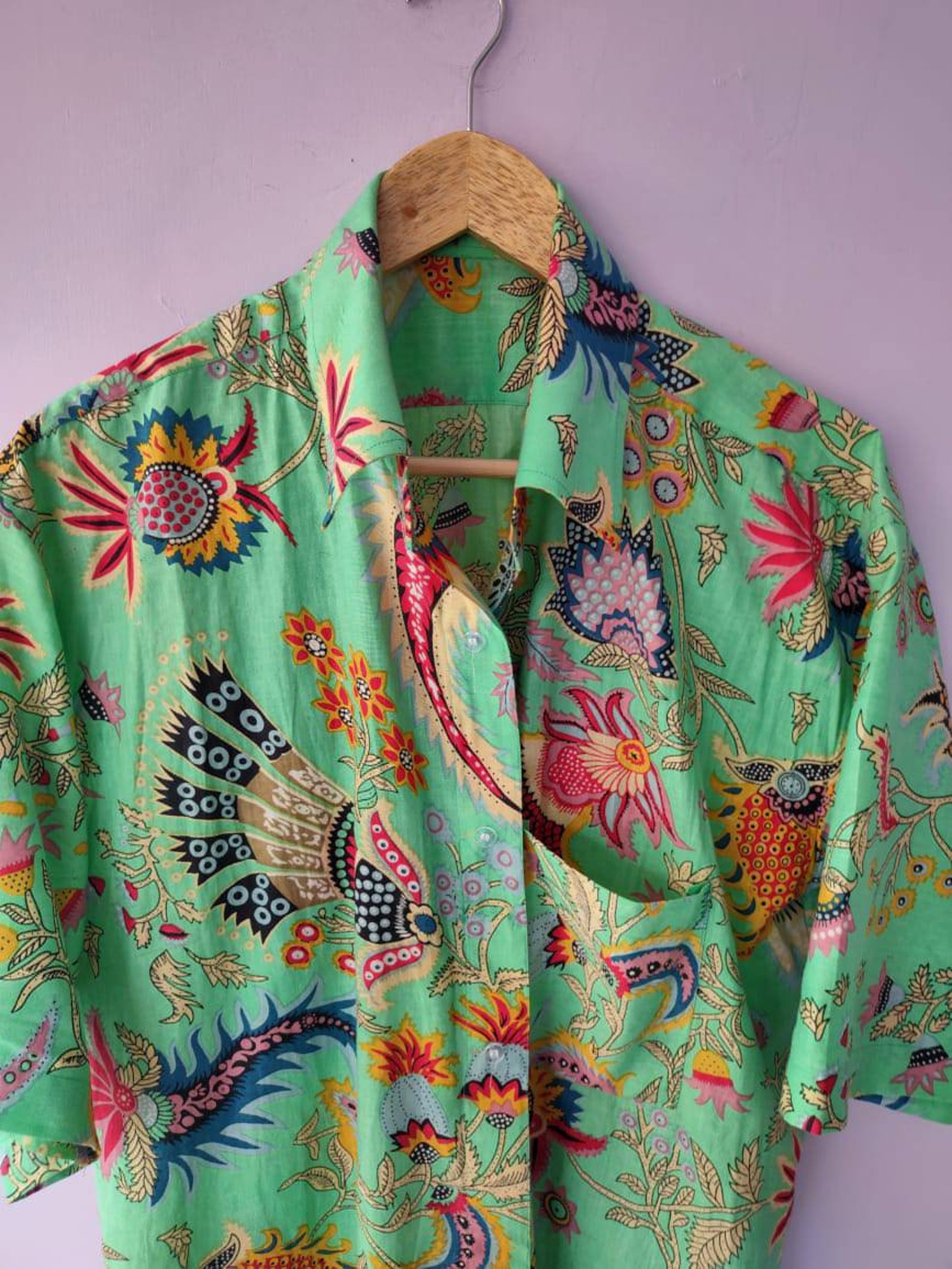 Mens Vintage Shirt Bright Colorful Retro Summer Shirt All Etsy