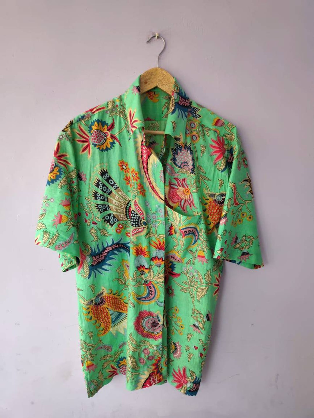 Mens Vintage Shirt Bright Colorful Retro Summer Shirt All Etsy