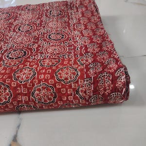 New HandBlock Red Ajarkh Kantha Quilt, Cotton Kantha Bedspread, Kantha Throw Blanket, Kantha BedCover Multiple Size