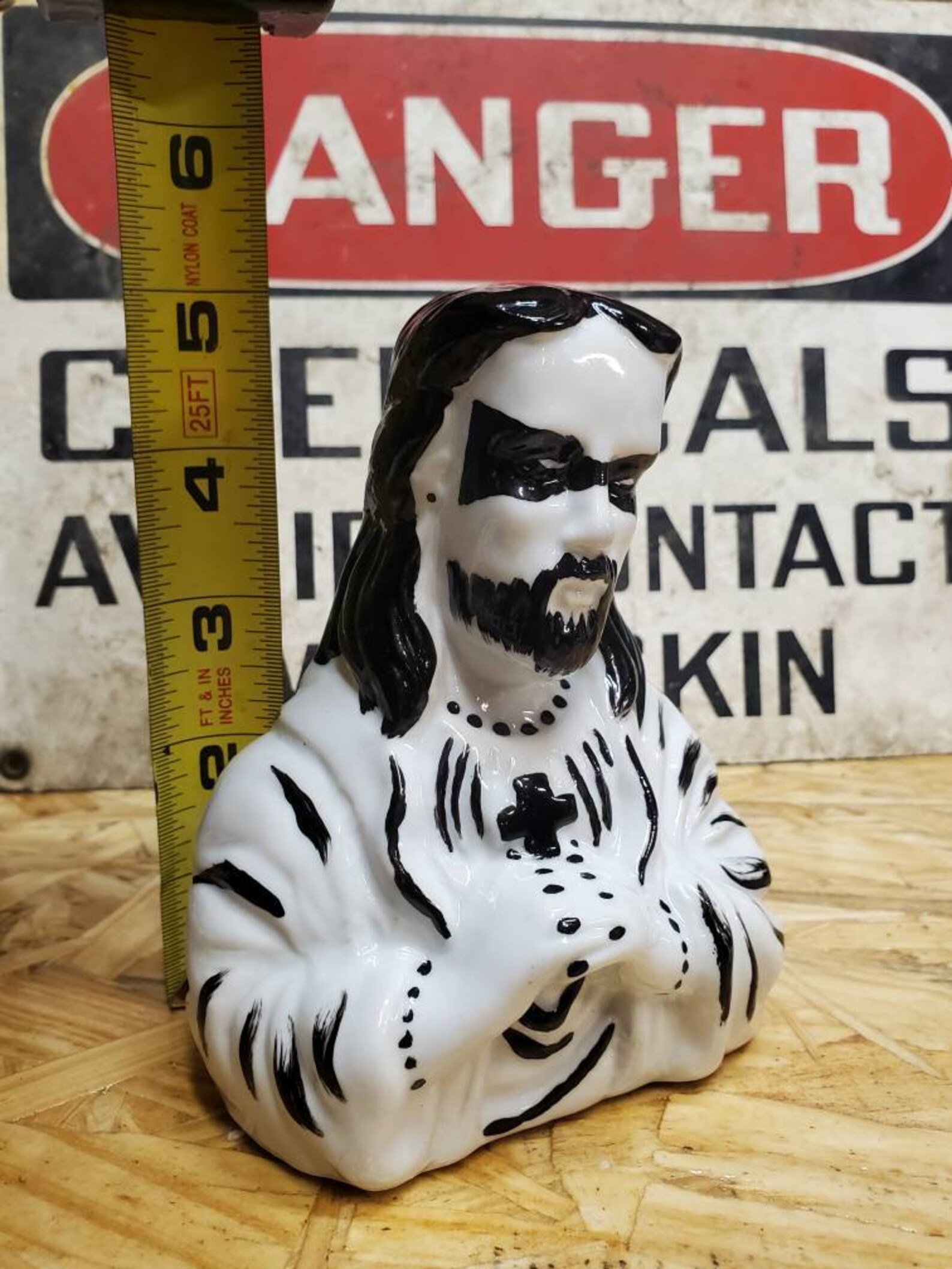 Ceramic Black Metal Jesus Statue Etsy