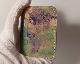 Bubble dyed leather card wallet