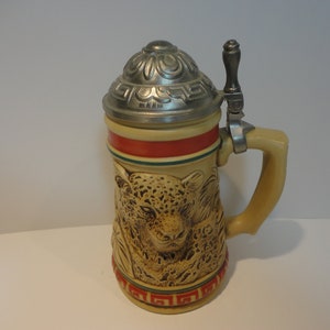 Avon Endangered Species:Jaguar stein,Collectible Avon Jaguar Stein,Vintage Avon Endangered Species Jaguar Stein,Vintage Jaguar stein