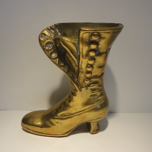 Beautiful Brass Lace Up Women&#39;s Victorian Boot,Collectible Brass Victorian Boot,Vintage Brass Lace Up Victorian Boot,Lace up brass