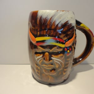 ESD Japan Indianer Häuptling Keramik Becher,Sammlerstück ESD Japan Indianer Tasse,Vintage Esd Japan Indianer Häuptling Keramik Becher,Vintage Indianer Häuptling Tasse