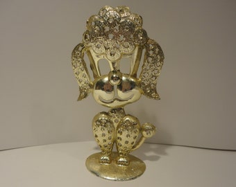 Vintage goudkleurige poedeloorbelhouder, hondendecor voor verzamelaars