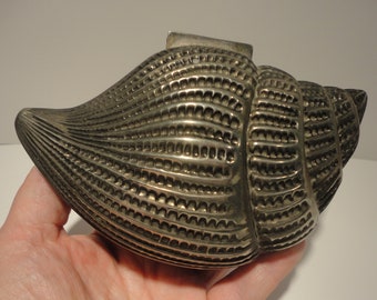Silver Plated Conch Shell Trinket Box,Collectible Silver Plated Shell Trinket Box,Vintage Silver Plated Conch Shell Trinket Box