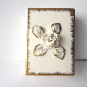 ESD Japan Ivory and Gold Porcelain Book Trinket Box,Collectible ESD Japan Trinket Box,Vintage ESD Japan Porcelain Book Trinket Box