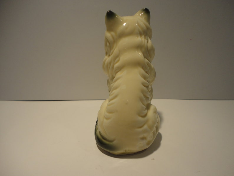 Porcelain Cream and Black Persian Cat Figurine,Collectible Cat Figurine,Cream and Black Cat Figurine,Vintage Porcelain Persian Cat figurine