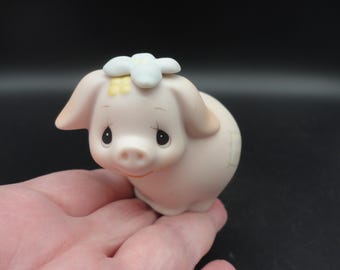 Johnathon and David(Precious Moments) Porcelain Pig Figurine,Collectible Precious Moments Pig,Vintage Johnathon and David Pig Figurine