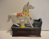 Trick Pony Cast Iron Bank,Collectible Cast Iron Pony Horse Bank,Vintage Trick Pony Cast Iron Bank,Vintage Cast Iron Bank