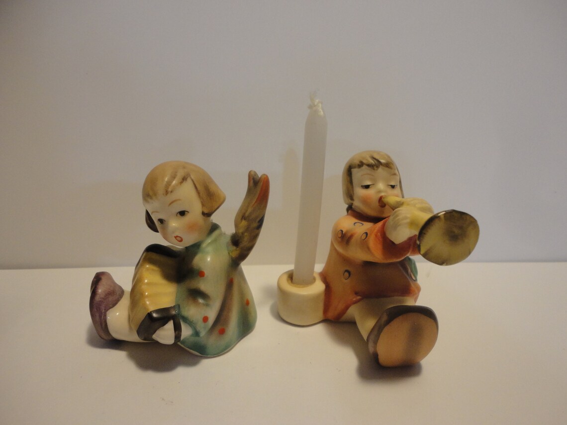 Goebel Hummel Angel Playing Instruments Candle Holders made in Etsy