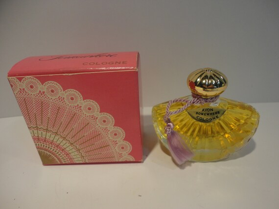 Avon Rocker Perfume Bottle with Avon perfume glass bottle with red cap