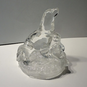 Cristal D&#39;Arques Mamma e Sigillo Bambino Cristallo Figurina