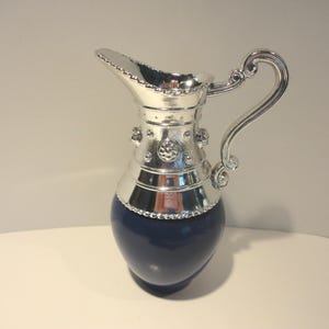 Avon Blau und Silber Krug Köln Nebel Flasche, Sammler Avon Parfüm Flasche, Vintage Avon Blau und Silber Köln Nebel Flasche