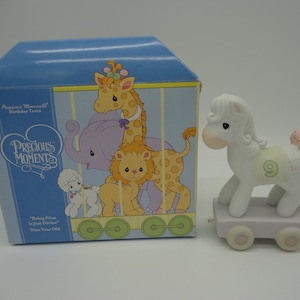 Precious Moments Being Nine Is Just Divine Birthday Train Figurine,Collectible Precious Moments Figurine,Vintage Precious Moments 9th B-Day