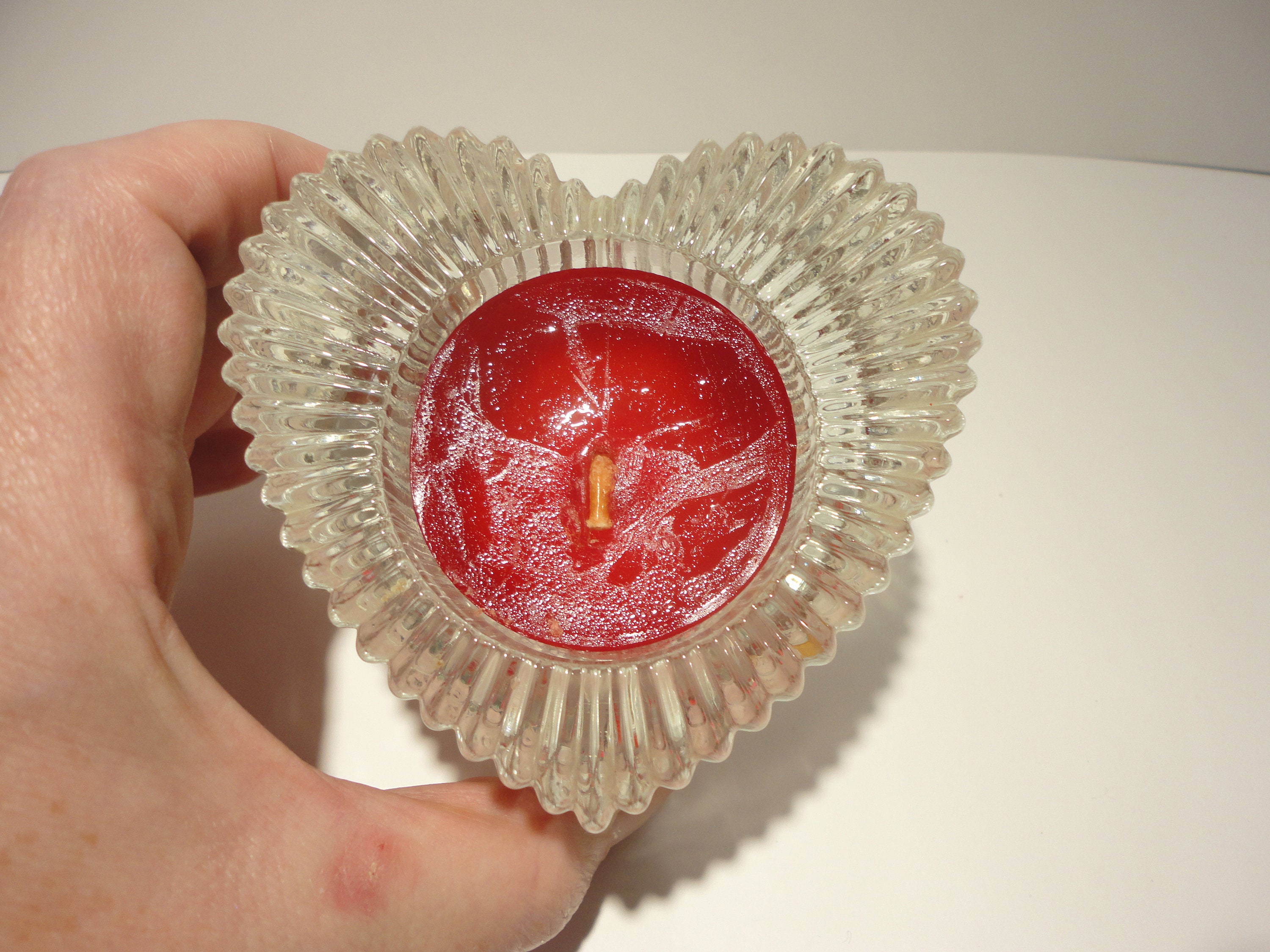 Avon Heart Shaped Glass Candle Holder with CandleCollectible Etsy
