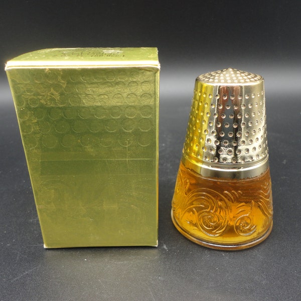 Avon Golden Thimble Perfume Bottle with Elusive Cologne,Collectible Avon Perfume Bottle,Vintage Avon Golden Thimble Perfume Bottle