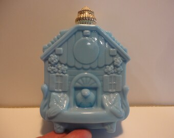 Vintage Avon Enchanted Hours Blue Cuckoo Clock Perfume Bottle