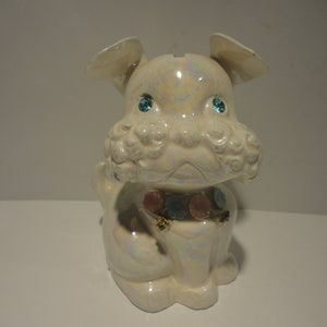 ESD Japon Lusterware Dog Bank, Collectible Dog Bank, vintage ESD Japan Lusterware Dog Bank made in Japan, vintage Dog Bank
