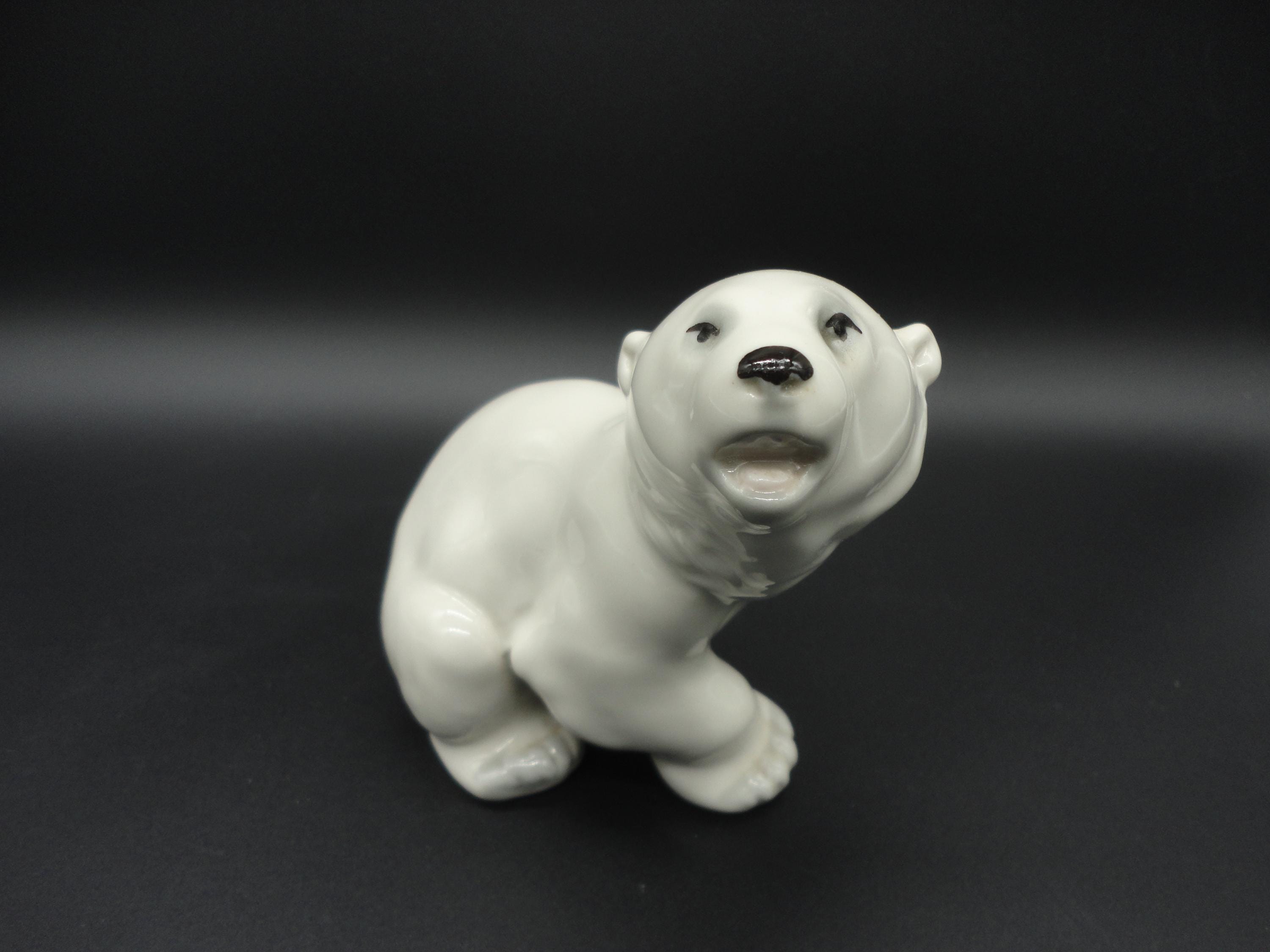 Vintage Lomonosov Porcelain Polar Bear, USSR Collectible Figurine