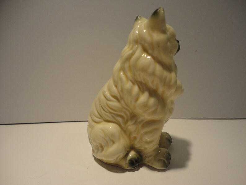 Porcelain Cream and Black Persian Cat Figurine,Collectible Cat Figurine,Cream and Black Cat Figurine,Vintage Porcelain Persian Cat figurine