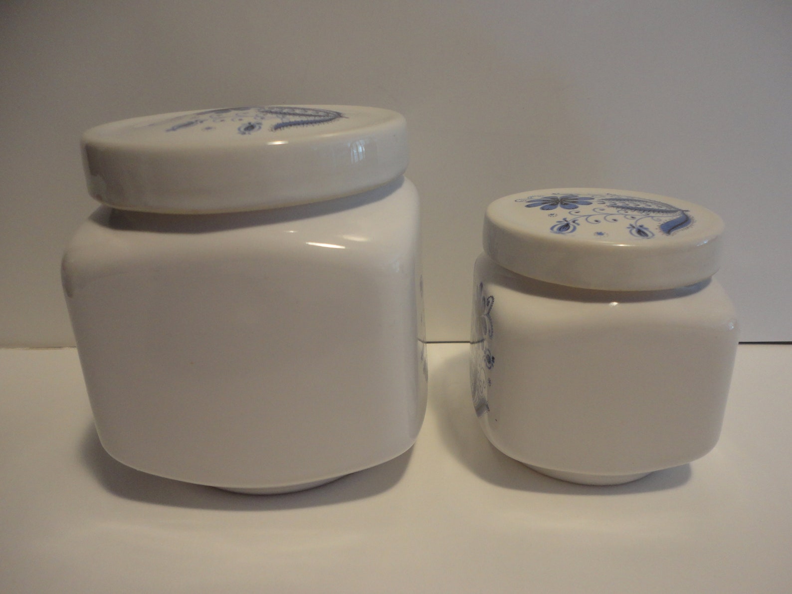 Porcelain White and Blue Floral Canisters Made in Etsy