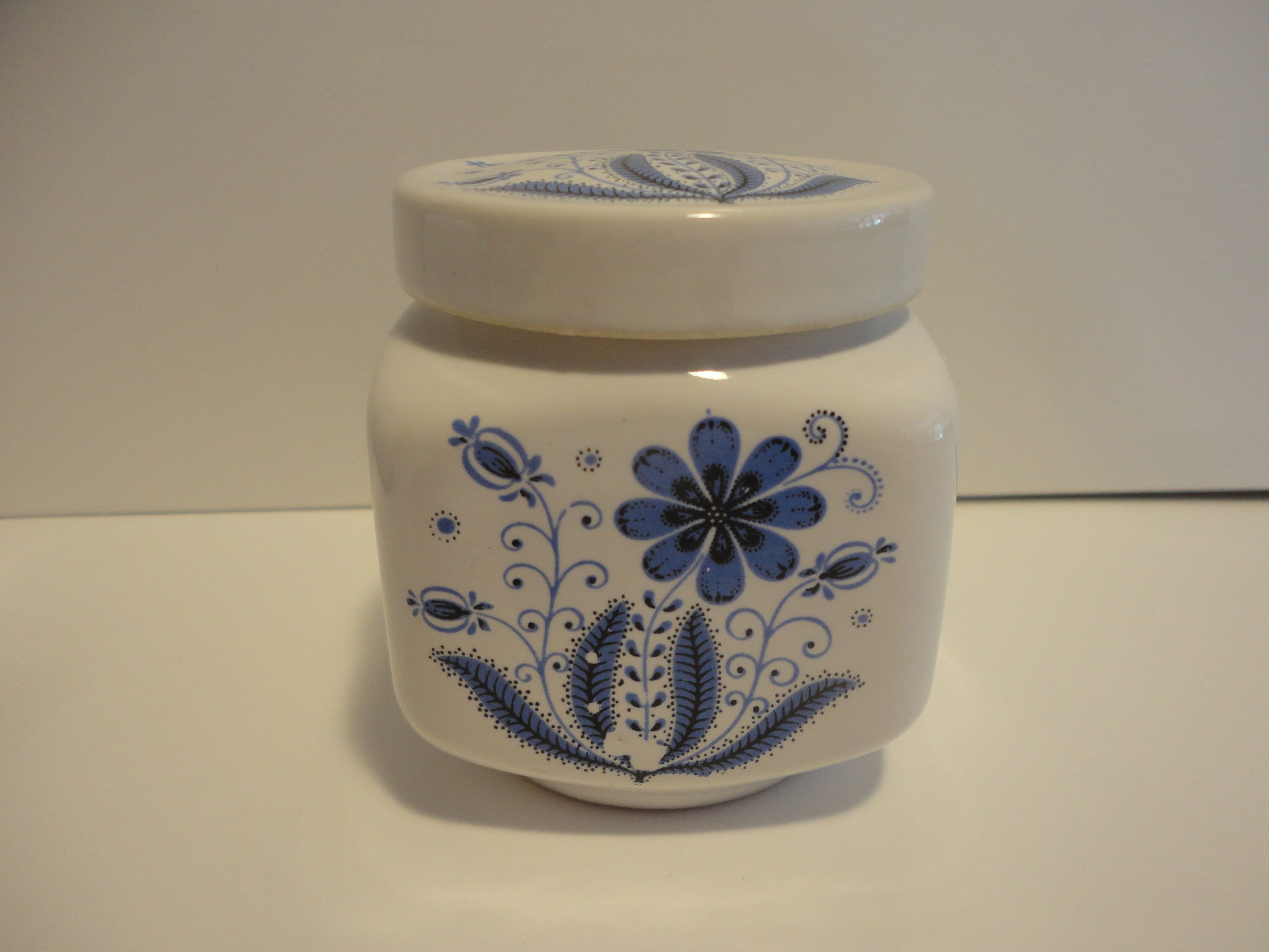 Porcelain White and Blue Floral Canisters made in Etsy