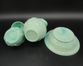 Vintage Avon Victorian Bath Set, Turquoise Pitcher, Bowl, Soap