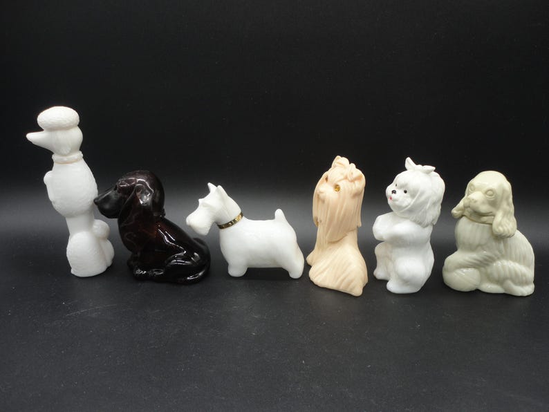 Vintage Avon Dog Perfume Bottles,Set of 6,Bon Bon Poodle,Baby Basset,Princess of Yorkshire,Sweet Tooth Terrier Lady Spaniel & Queen of Scots image 2