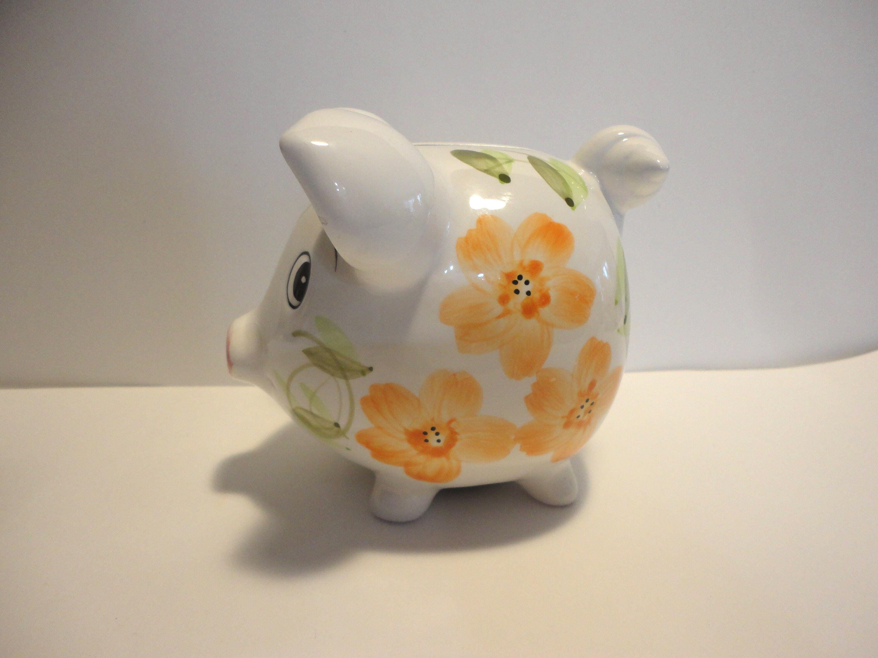 Giftcraft Taiwan Ceramic Small Floral Piggy Bank - Etsy