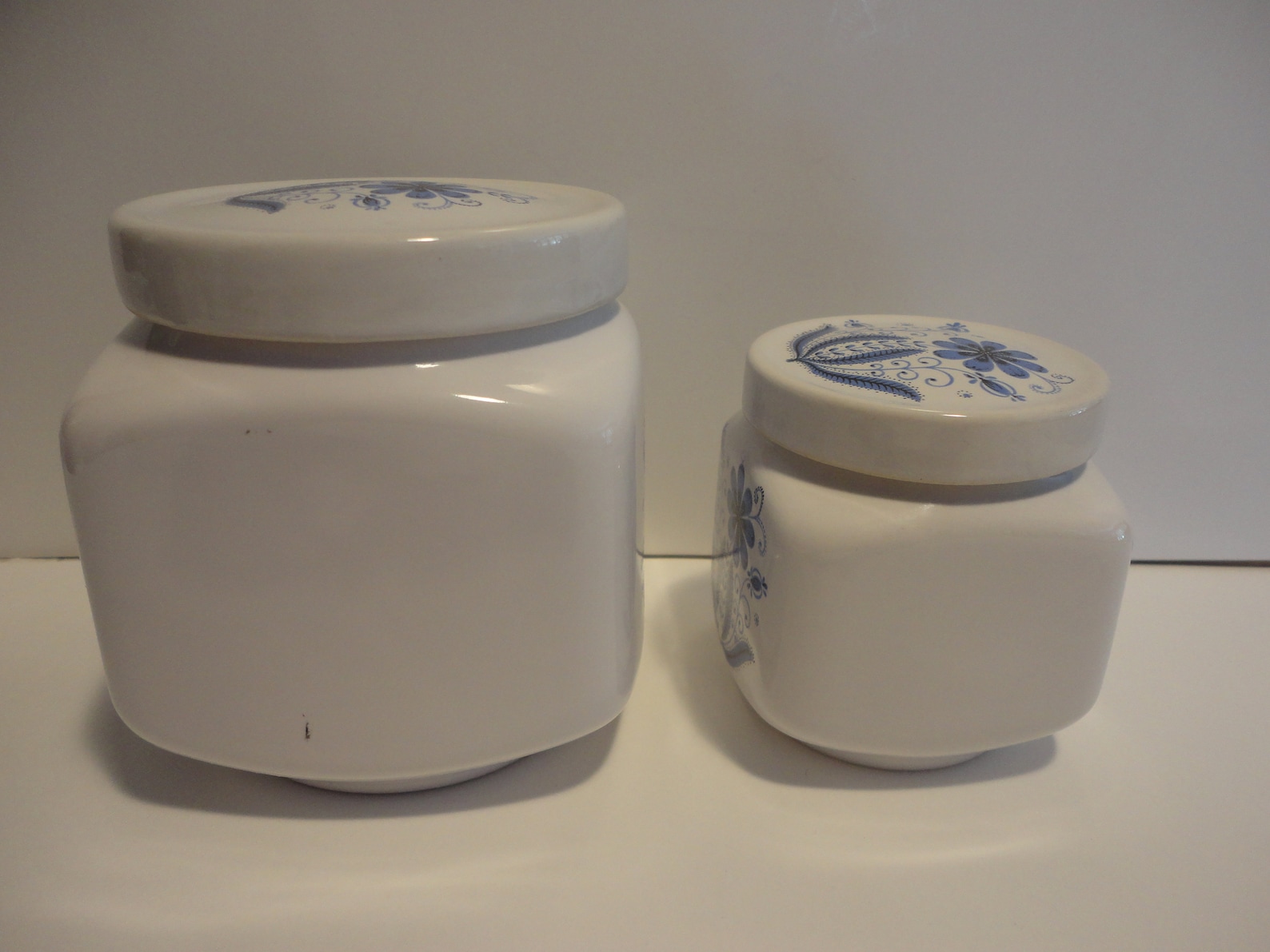 Porcelain White and Blue Floral Canisters Made in Etsy