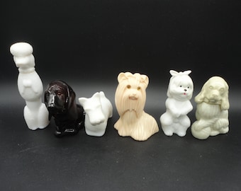 Vintage Avon Dog Perfume Bottles,Set of 6,Bon Bon Poodle,Baby Basset,Princess of Yorkshire,Sweet Tooth Terrier Lady Spaniel & Queen of Scots
